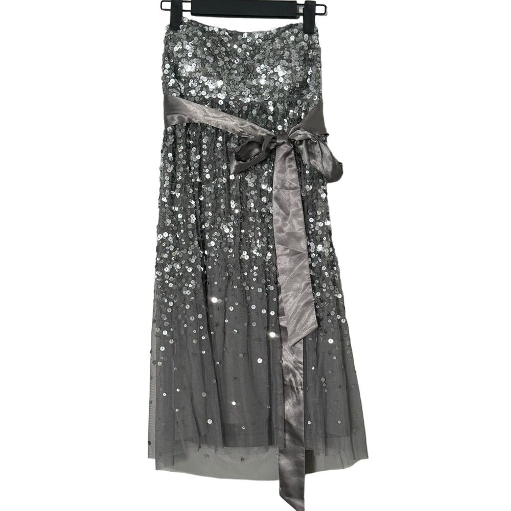 NWT Alexia Admor Silver Sequin Strapless Mini Cocktail Dress Size M
